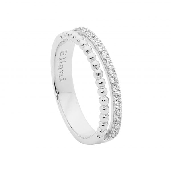 Ellani Sterling Silver Split Band CZ Ring