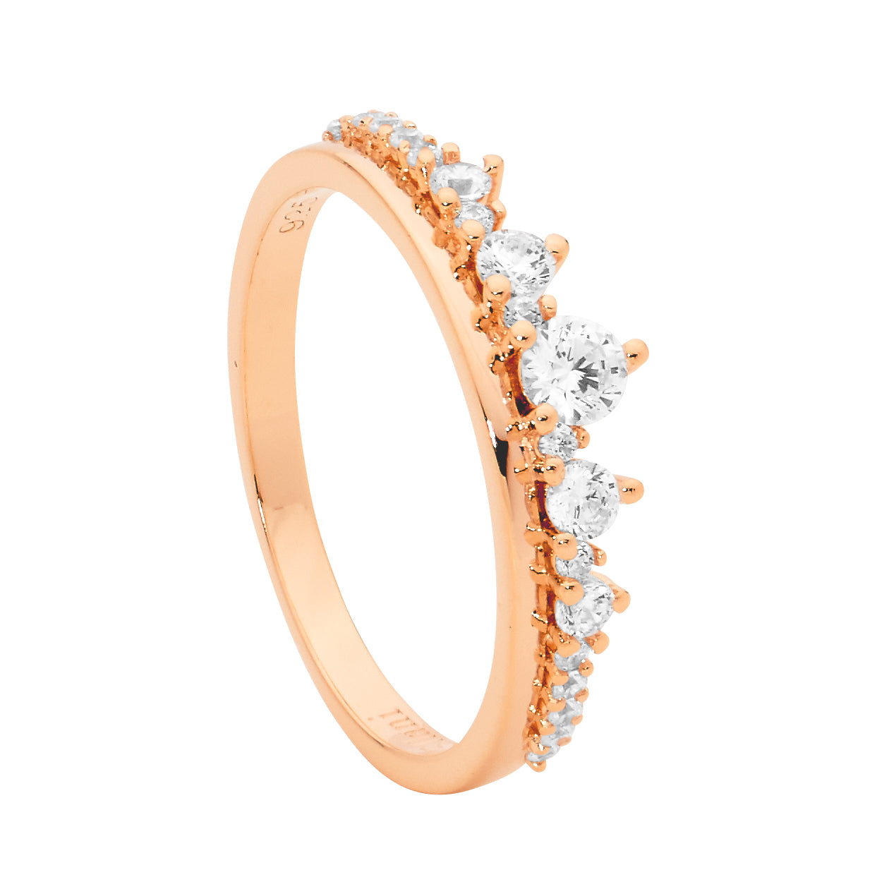 Ellani CZ Gradual Ring 18ct Rose Gold Plated