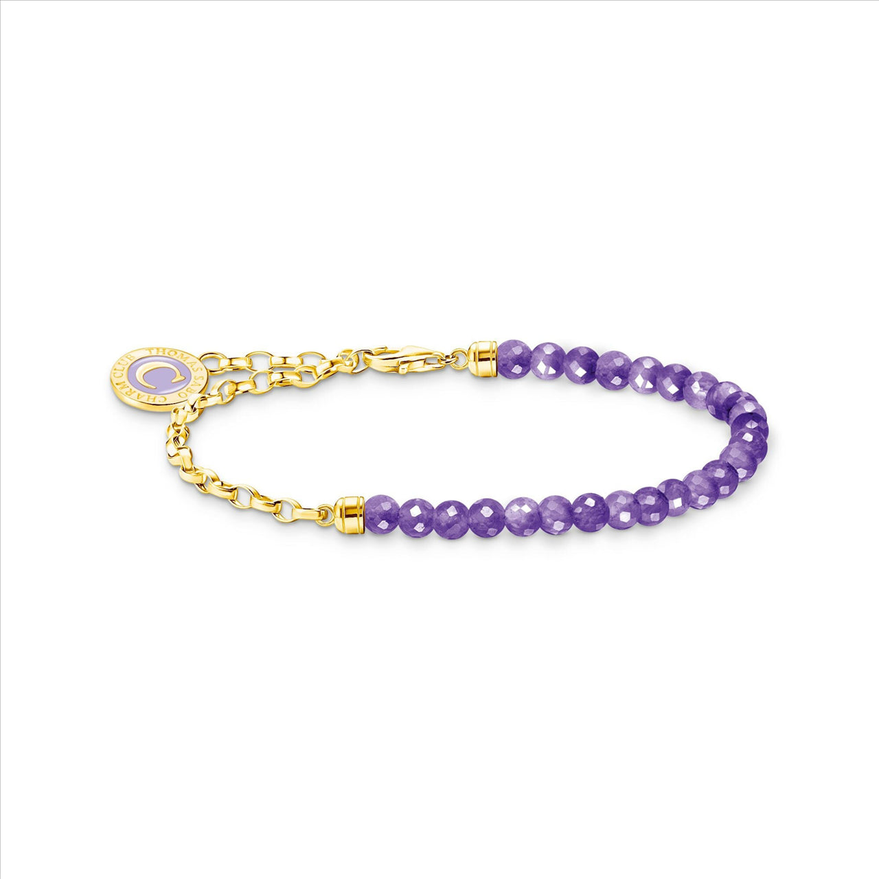 Thomas Sabo Charm Amethyst BEAD Bracelet 19cm Gold Plated