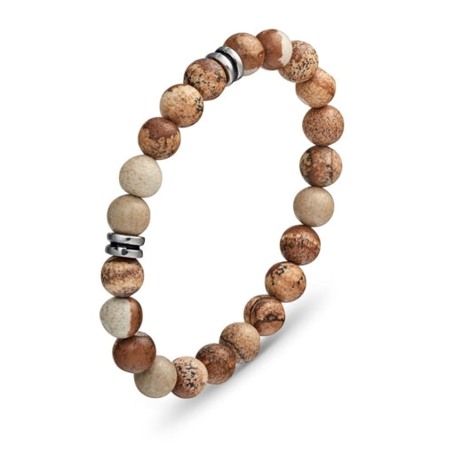 Blaze Natural Jasper Bracelet With Stainless Steel Details