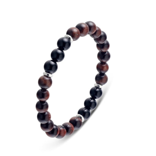 Blaze Ttiger Eye & Onyx Stone Bracelet with Stainless Steel Details