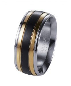 Polished Stainless Steel, Ion Plated Gold & Matt Ion Plated Black Ring