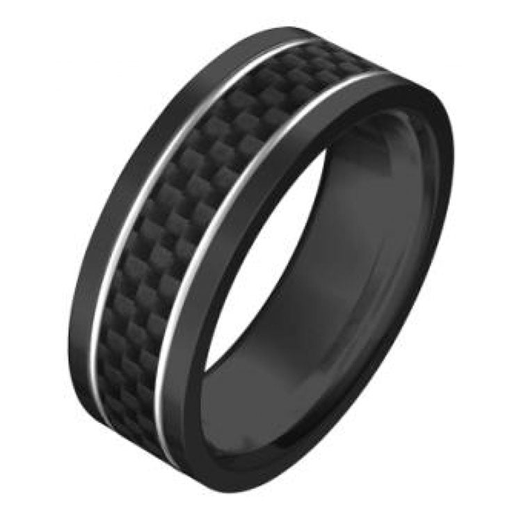 Ion Plated Black Stainless Steel with Carbon Fibre Inlay Ring