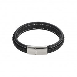 Savage S/S Black Stitched Leather Bracelet