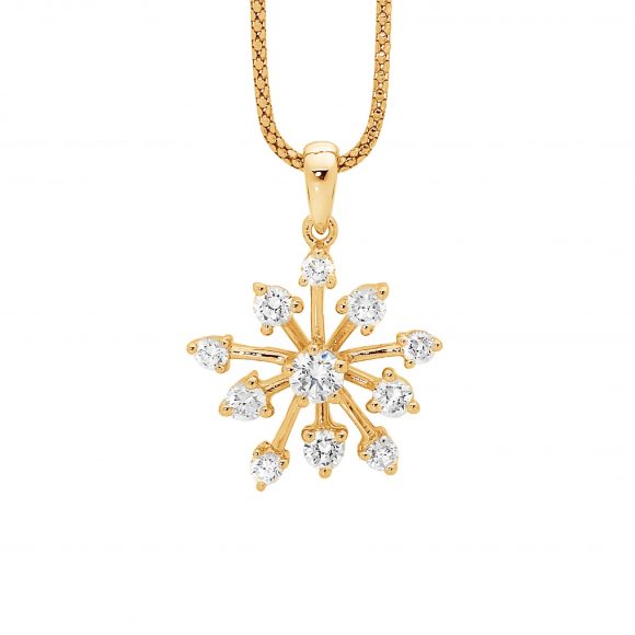 White CZ Snowflake Claw Set Pendant Necklace