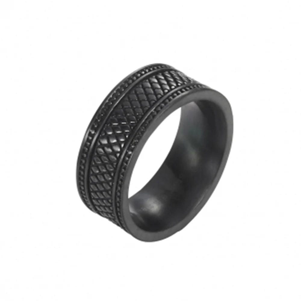 Cudworth IP Black Stainless Steel Pattern Ring