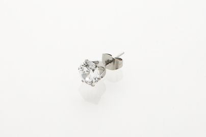 Stainless Steel 8mm White CZ Stud Single