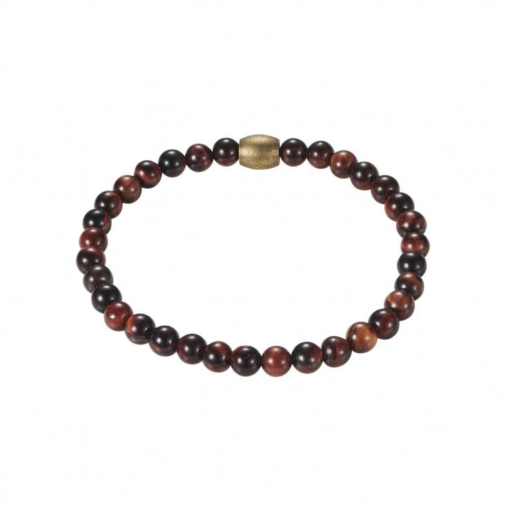 Stainless Steel 6mm Red Tiger Eye Beaded Bracelet