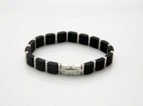 Savage S/S Black Rubber Link Bracelet