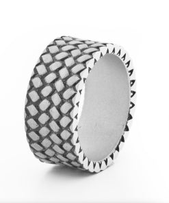 Stainless Steel Sand Blasted Tyre Pattern Ring