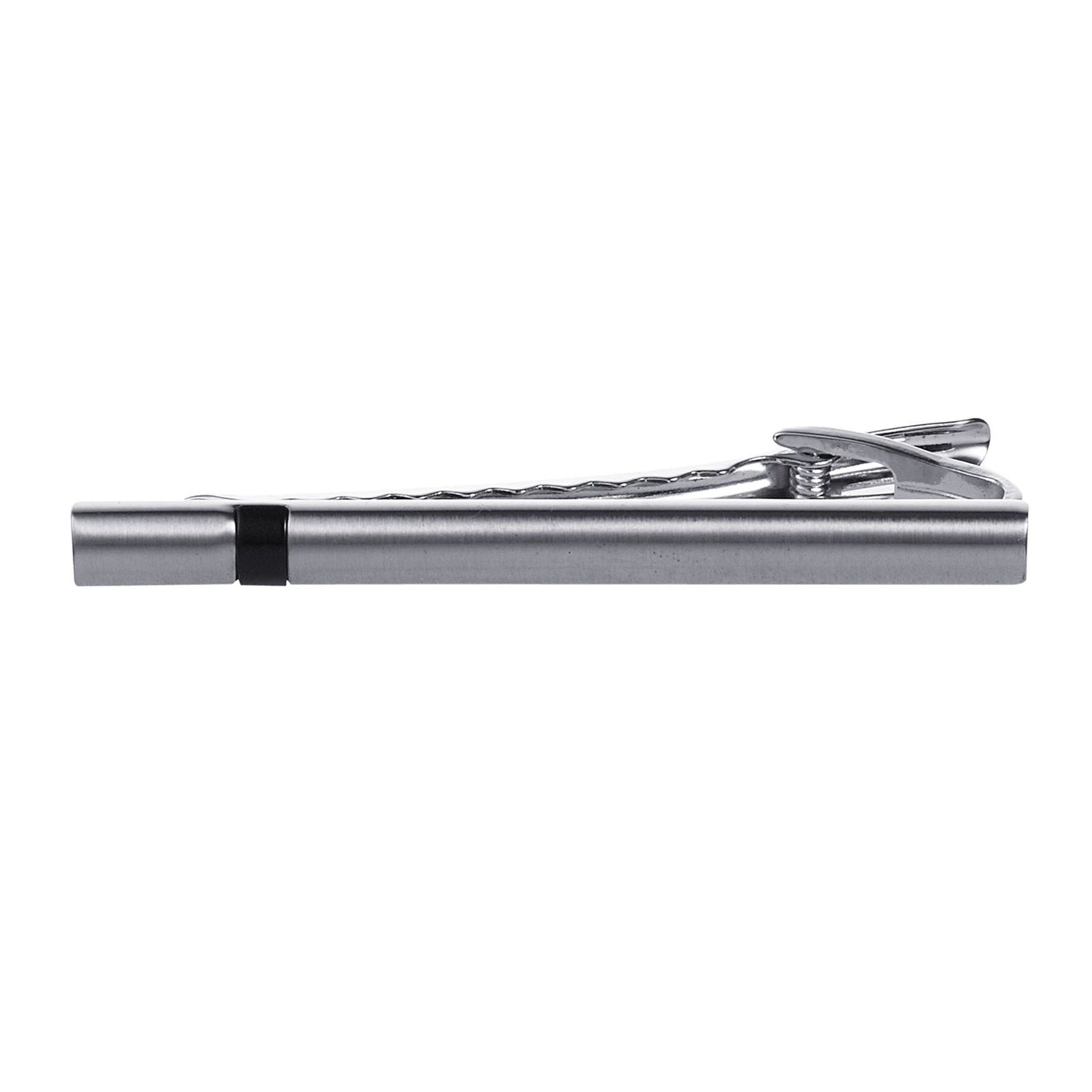 Brush Rhodium Black Tie Bar