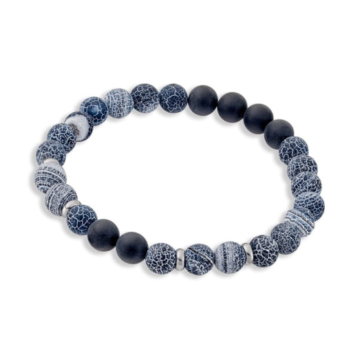 Blaze Onyx & Burst Onyx Bead Bracelet With Stainless Steel Links