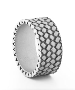 Stainless Steel Sand Blasted Tyre Pattern Ring