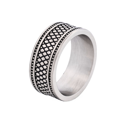 Stainless Steel Ion Plated Antique Gunmetal Ring