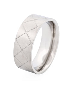 Stainless Steel Brushed Drum Pattern Ring