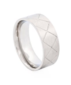 Stainless Steel Brushed Drum Pattern Ring