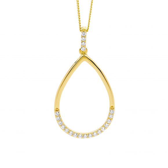 Cubic Zirconia Open Tear Drop Pendant Necklace