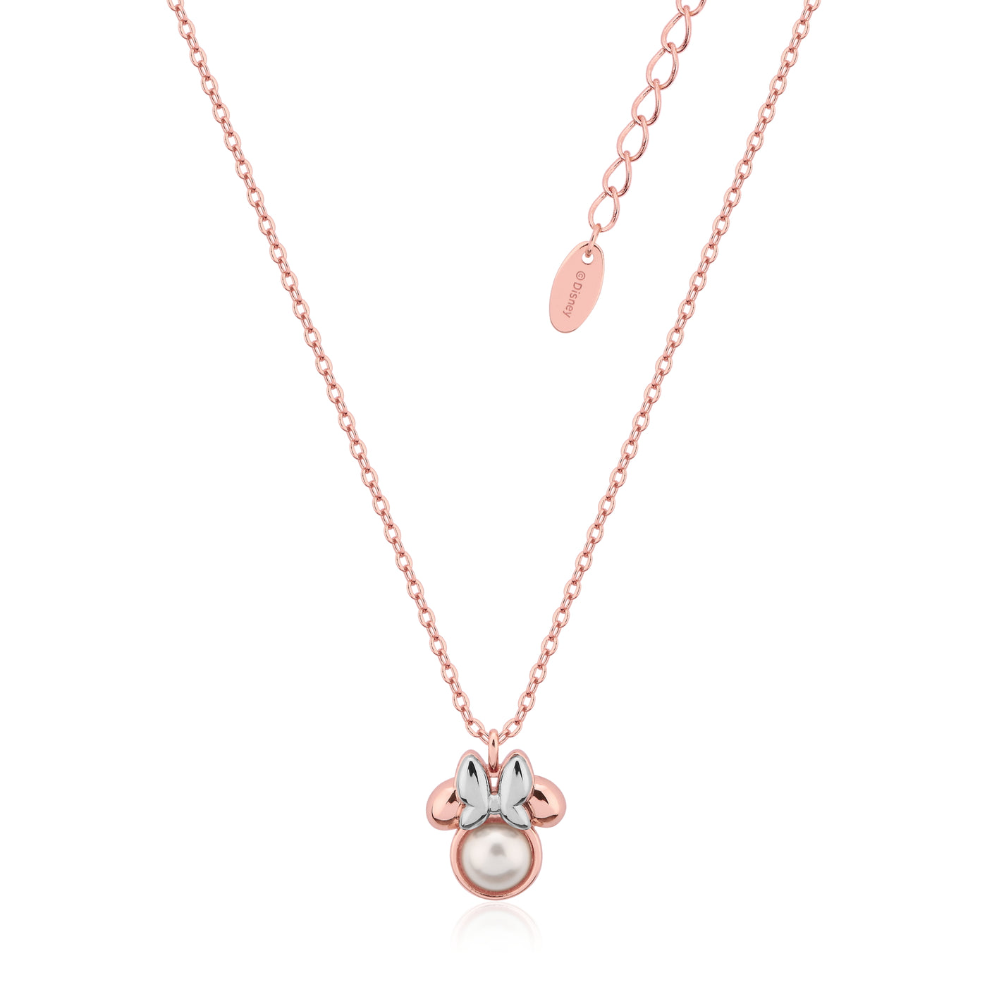 Rose Gold Plated Minnie Mouse Pearl Necklace