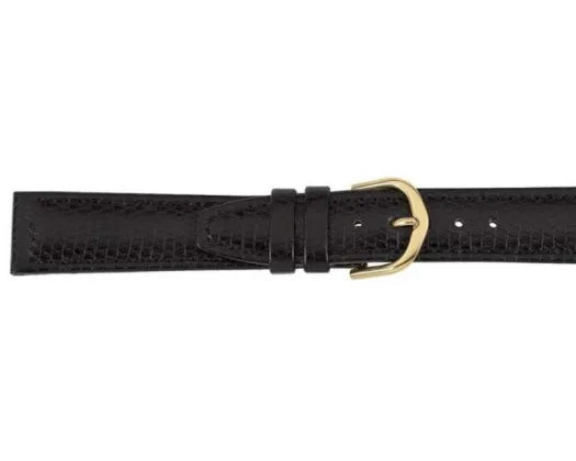 Watchband Black Congo Lizard Grain Leather Strap 16mm